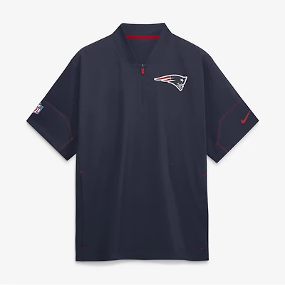 Men's Nike Navy New England Patriots Sideline Short Sleeve Quarter-Zip Coaches Jacket