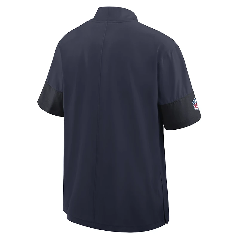 Men's Nike Navy New England Patriots Sideline Short Sleeve Quarter-Zip Performance Coach Jacket