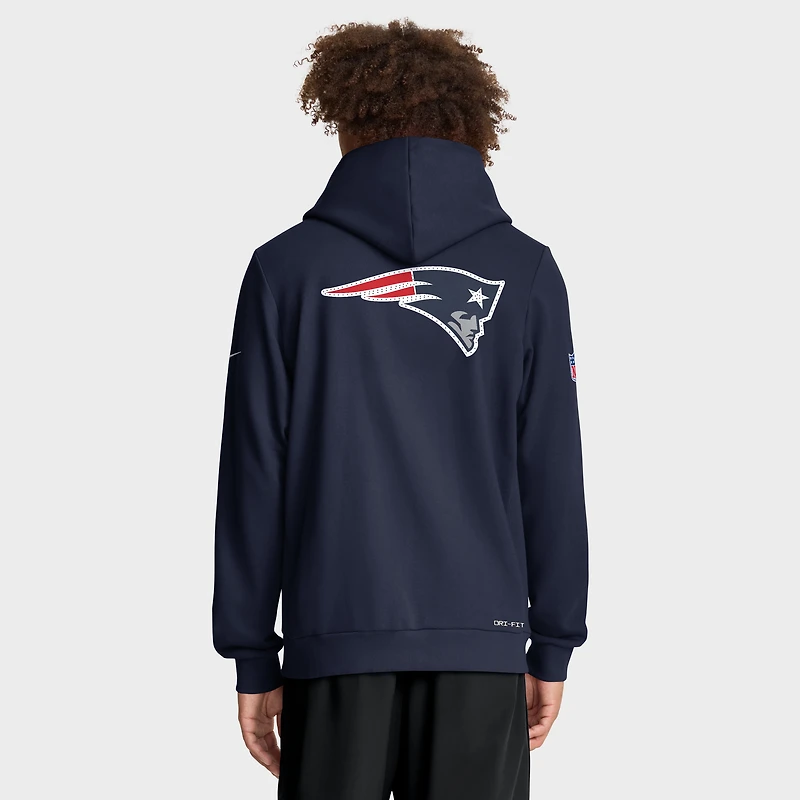 Men's Nike Navy New England Patriots Sideline Standard Issue Utility Player Dri-FIT Full-Zip Hoodie