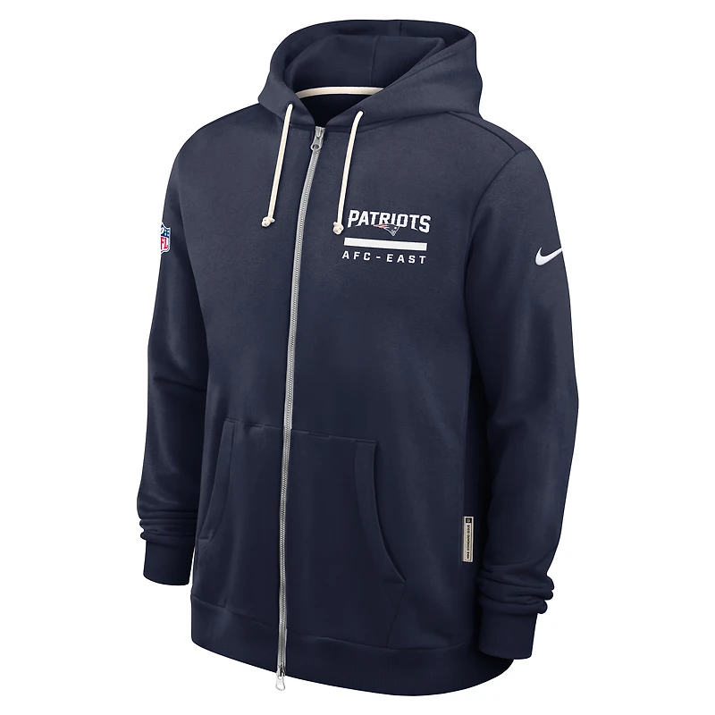 Men's Nike Navy New England Patriots Sideline Standard Issue Utility Player Dri-FIT Full-Zip Hoodie