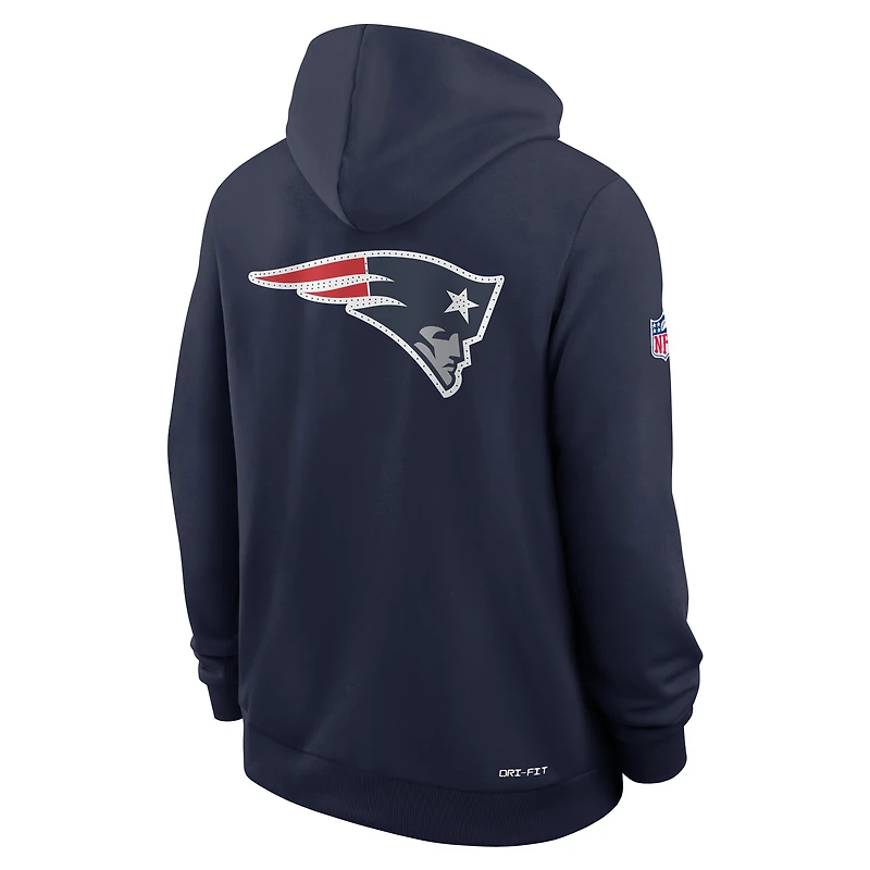 Men's Nike Navy New England Patriots Sideline Standard Issue Utility Player Dri-FIT Full-Zip Hoodie