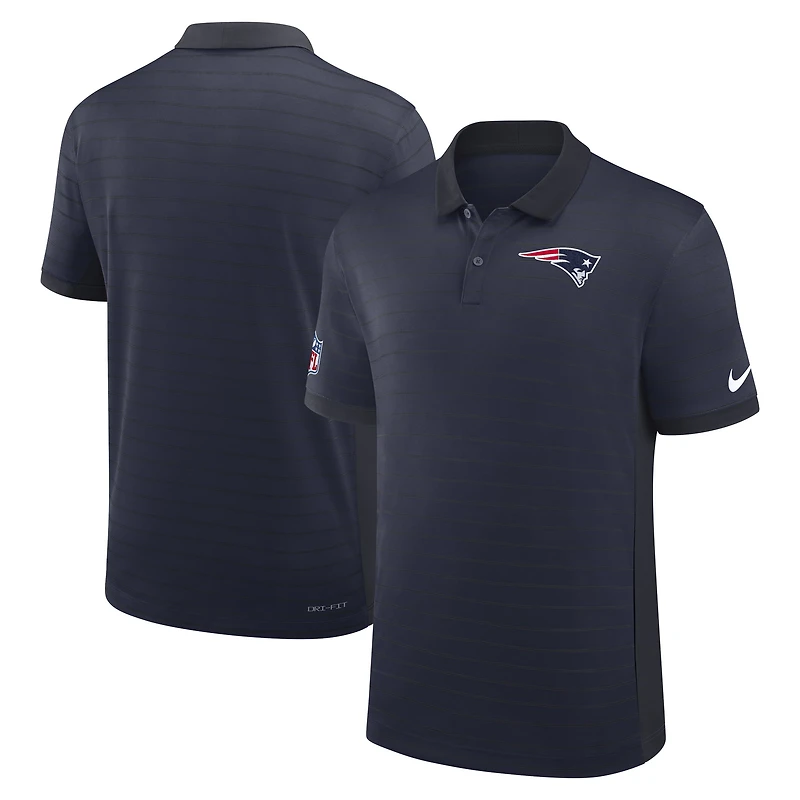 Polo Nike Dri-FIT bleu marine pour homme, motif Victory Stripe des New England Patriots