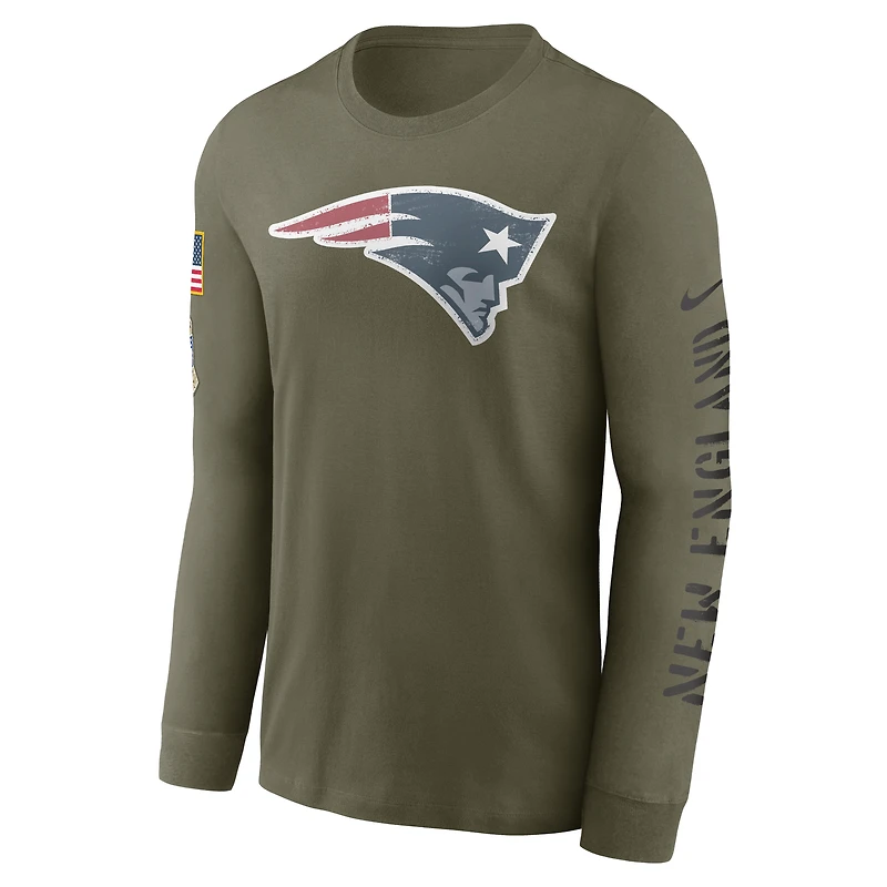 Nike New England Patriots 2022 Salute To Service - T-shirt à manches longues avec logo de l'équipe pour homme