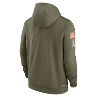 Sweat à capuche Nike Olive New England Patriots Salute to Service Therma Performance pour homme