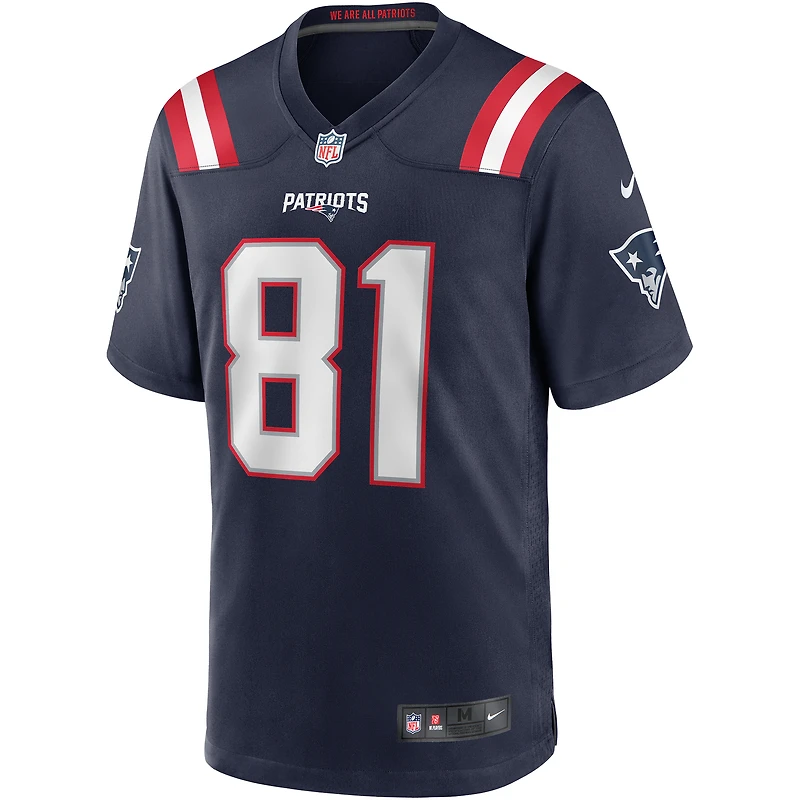 Maillot de joueur retraité Nike Randy Moss pour hommes, bleu marine, New England Patriots Game