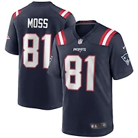 Maillot de joueur retraité Nike Randy Moss pour hommes, bleu marine, New England Patriots Game