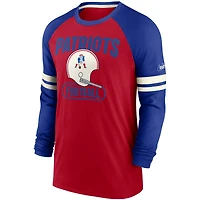 Men's Nike Red/Royal New England Patriots Throwback Raglan Long Sleeve T-Shirt