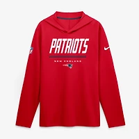 T-shirt à manches longues et capuche Nike rouge New England Patriots Sideline Dri-FIT pour homme