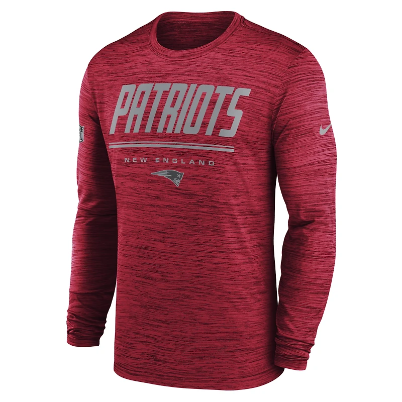 Men's Nike Red New England Patriots Sideline Offensive Transition Velocity Dri-FIT Long Sleeve T-Shirt