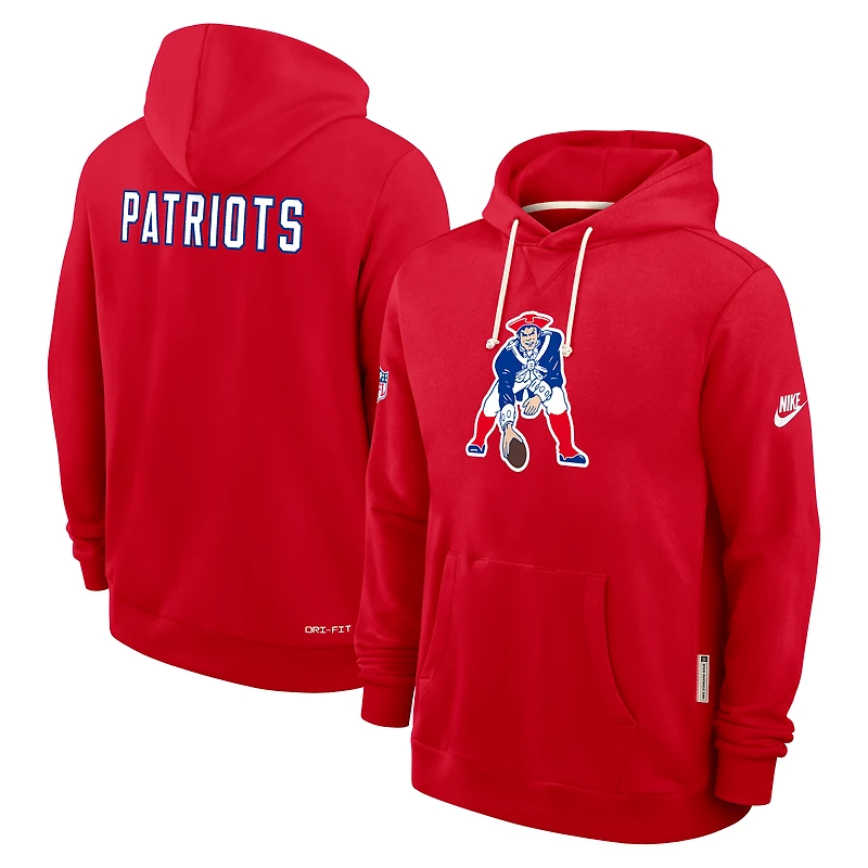 Sweat à capuche Nike rouge New England Patriots Sideline Standard Issue Alt 2 Dri-FIT pour homme