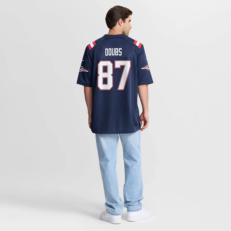 Maillot de match Nike Romeo Doubs bleu marine des New England Patriots pour homme
