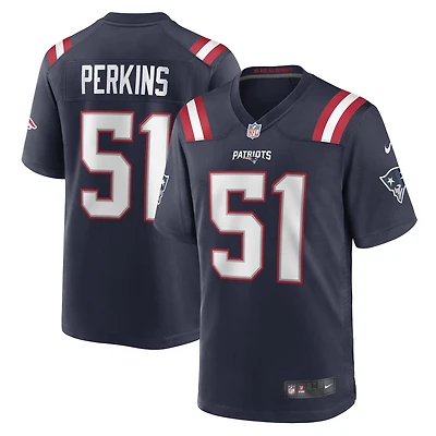 Maillot de match Nike Ronnie Perkins des New England Patriots pour homme, bleu marine