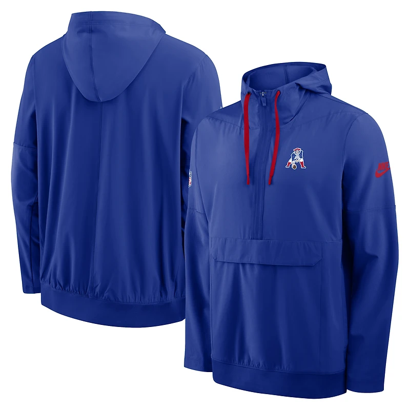 Men's Nike Royal New England Patriots Alt Anorak Half-Zip Hooded Jacket