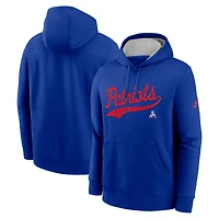 Sweat à capuche Nike Royal New England Patriots Rewind Club Logo pour homme