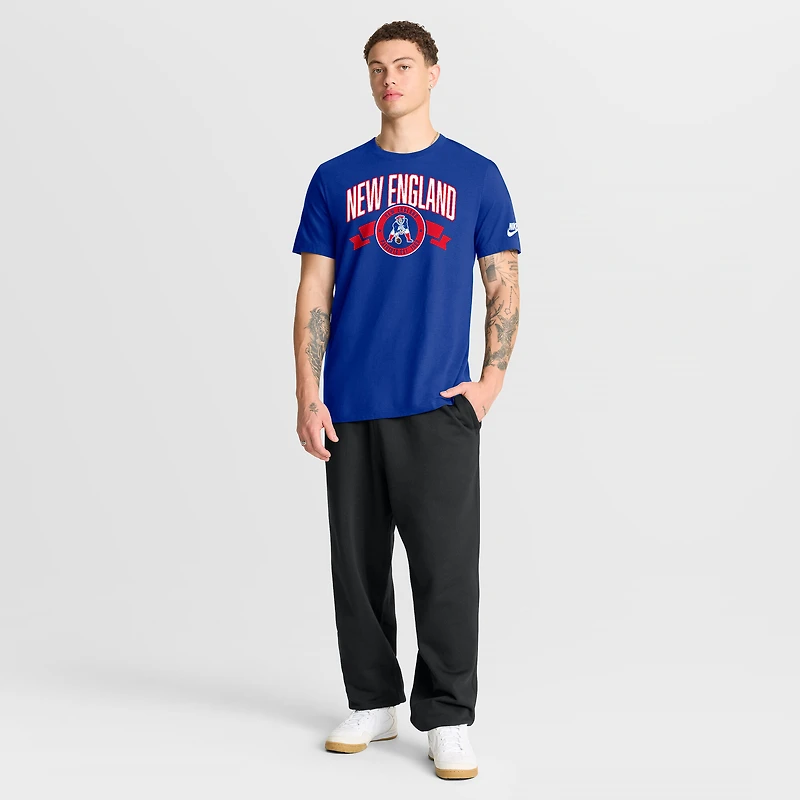 Men's Nike Royal New England Patriots Rewind Front and Back Hit Essential T-Shirt