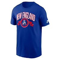 T-shirt Nike Royal New England Patriots Rewind pour homme, coupe avant et arrière, essentiel