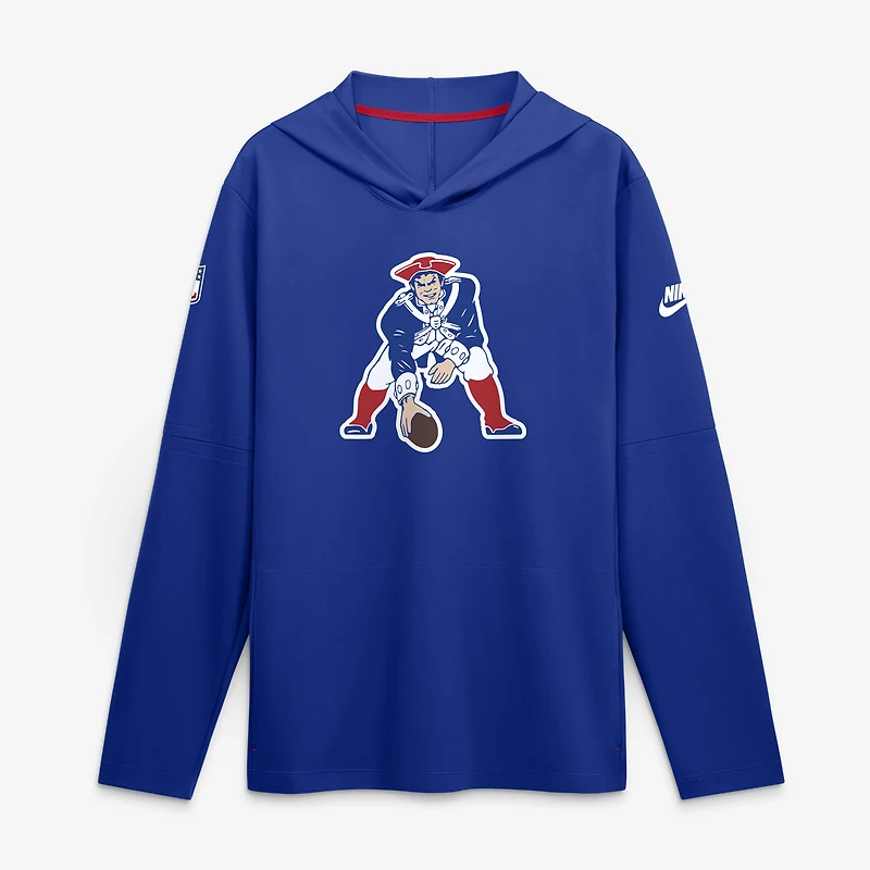 Men's Nike Royal New England Patriots Sideline Dri-FIT Long Sleeve Hooded T-Shirt
