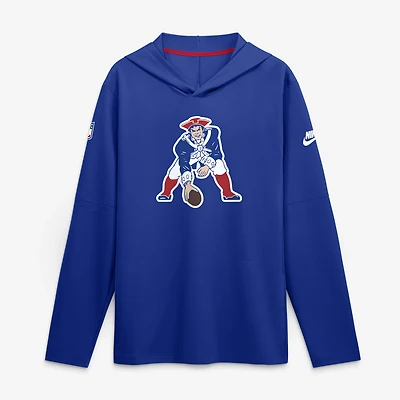 Men's Nike Royal New England Patriots Sideline Dri-FIT Long Sleeve Hooded T-Shirt