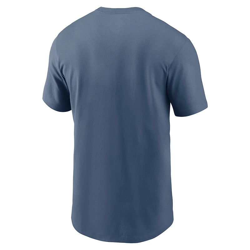 T-shirt Nike Storm Blue pour homme, collection Rivalries 2025 des New England Patriots