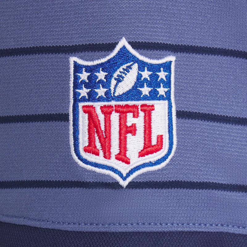 Men's Nike  Storm Blue New England Patriots 2025 Rivalries Collection Sideline Victory Striped Dri-FIT Polo