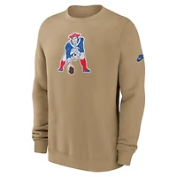 Men's Nike Tan New England Patriots Swing Pass Rewind Club Pullover Sweatshirt
