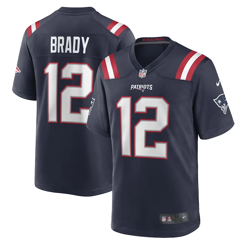 Maillot de joueur retraité du match Nike Tom Brady des New England Patriots pour hommes, bleu marine
