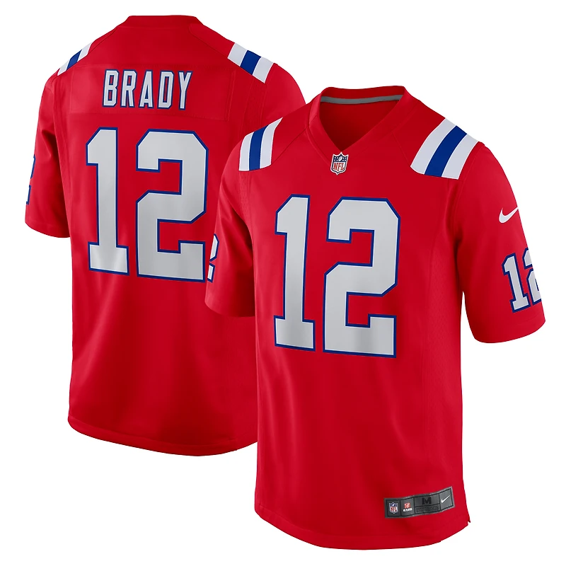 Maillot Nike Tom Brady rouge pour homme, joueur retraité des New England Patriots, match alternatif