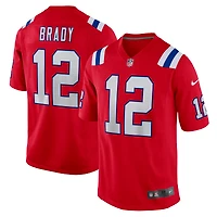 Maillot Nike Tom Brady rouge pour homme, joueur retraité des New England Patriots, match alternatif