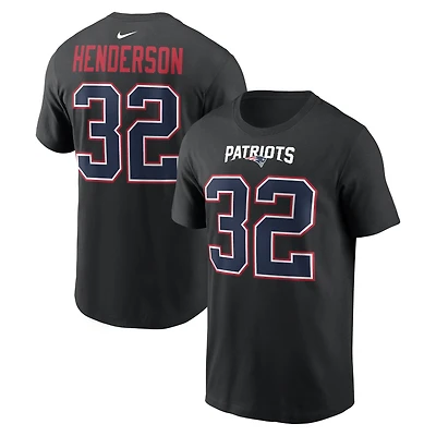 Men's Nike TreVeyon Henderson Black New England Patriots Carbon Name & Number T-Shirt