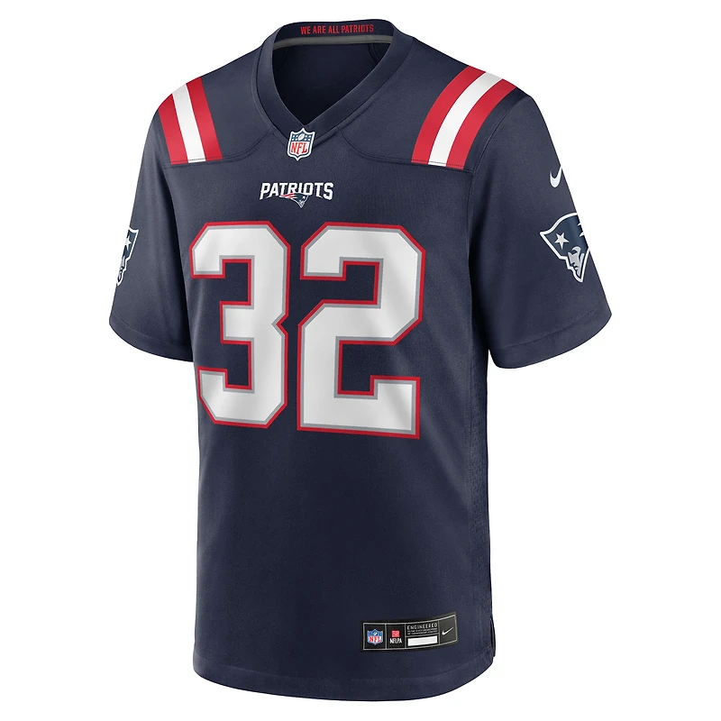 Men's Nike TreVeyon Henderson Navy New England Patriots 2025 NFL Draft Game Jersey