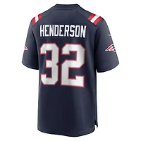 Men's Nike TreVeyon Henderson Navy New England Patriots 2025 NFL Draft Game Jersey