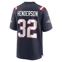 Maillot Nike TreVeyon Henderson bleu marine pour homme, New England Patriots, draft NFL 2025