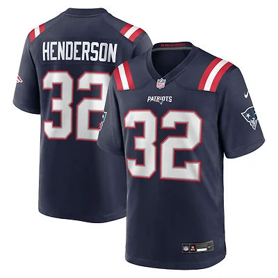 Men's Nike TreVeyon Henderson Navy New England Patriots 2025 NFL Draft Game Jersey