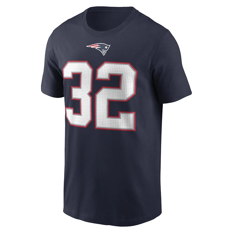 Men's Nike TreVeyon Henderson Navy New England Patriots Name & Number T-Shirt