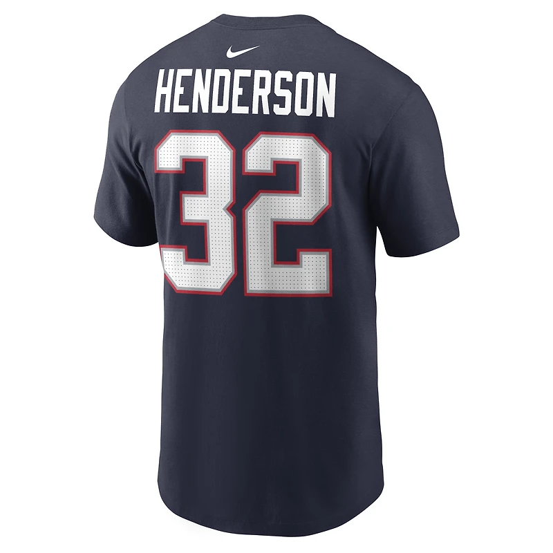 Men's Nike TreVeyon Henderson Navy New England Patriots Name & Number T-Shirt