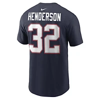 Men's Nike TreVeyon Henderson Navy New England Patriots Name & Number T-Shirt