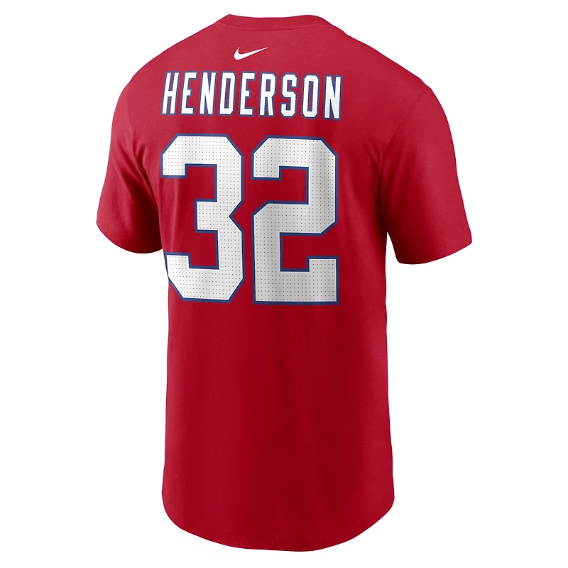T-shirt Nike TreVeyon Henderson rouge New England Patriots pour homme, avec nom et numéro