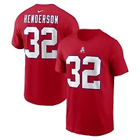 T-shirt Nike TreVeyon Henderson rouge New England Patriots pour homme, avec nom et numéro