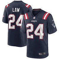 Maillot de joueur retraité Nike Ty Law Navy des New England Patriots Game pour hommes