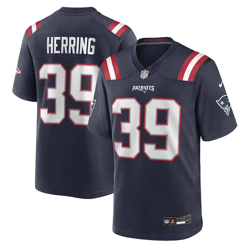 Maillot Nike Tyron Herring bleu marine pour homme des New England Patriots
