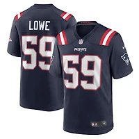 Maillot de match l'équipe Nike Vederian Lowe des New England Patriots pour homme, bleu marine