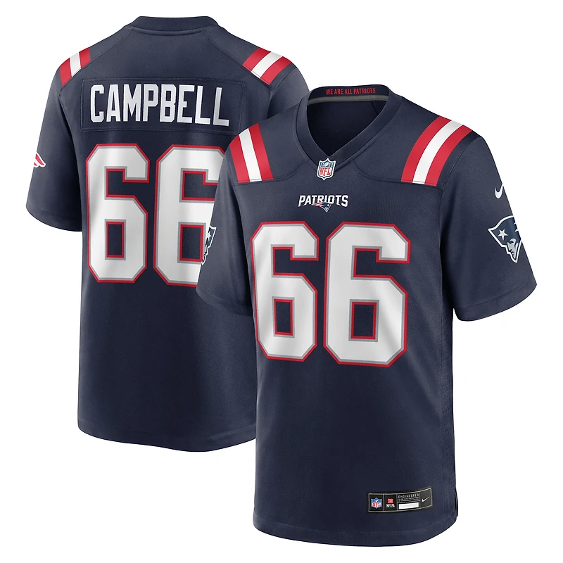 Men's Nike Will Campbell Navy New England Patriots Team Game Jersey