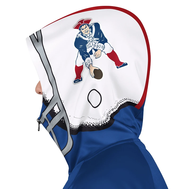 Veste de survêtement à capuche entièrement zippée Pro Player pour homme, bleu royal/rouge, style rétro des New England Patriots