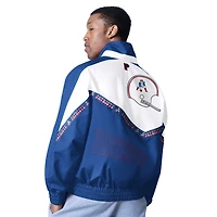 Veste légère à fermeture éclair complète Pro Player New England Patriots Retro Tape II pour homme, blanc/bleu roi
