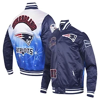 Men's Pro Standard Navy New England Patriots Sublimated Satin Full-Snap Jacket