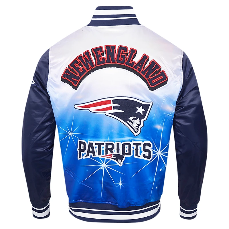 Men's Pro Standard Navy New England Patriots Sublimated Satin Full-Snap Jacket