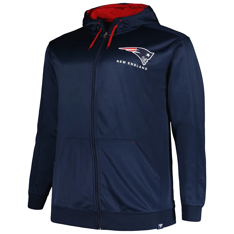 Sweat à capuche entièrement zippé Profile pour hommes des New England Patriots Big & Tall Defender