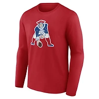 T-shirt à manches longues rouge authentique et classique pour homme des New England Patriots, personnalisé avec nom numéro.