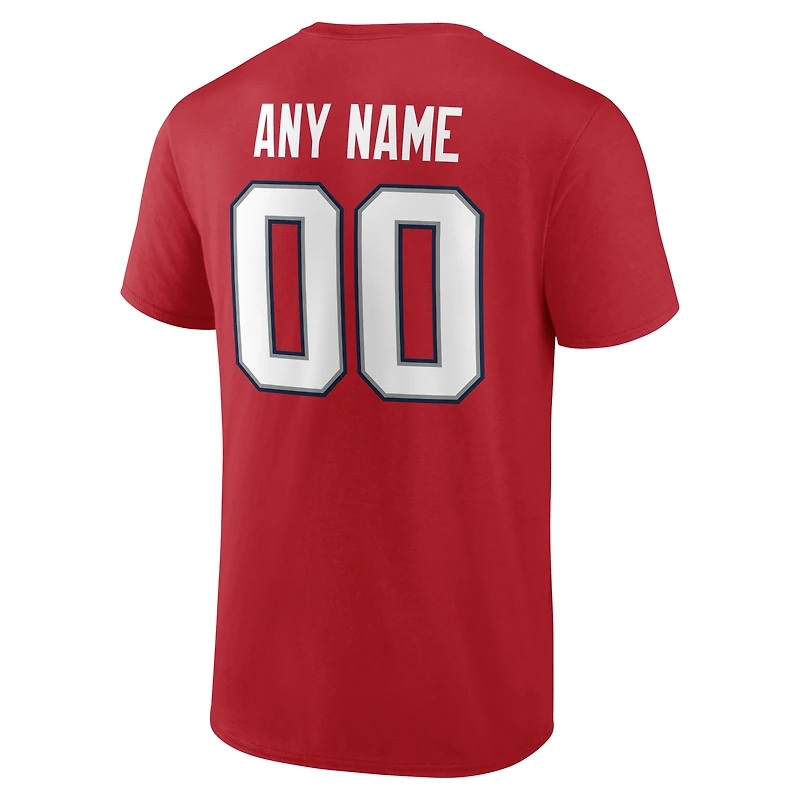 Men's Red New England Patriots Team Authentic Personalized Name & Number T-Shirt