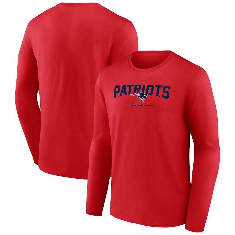 Men's  Red New England Patriots Team Lockup Long Sleeve T-Shirt